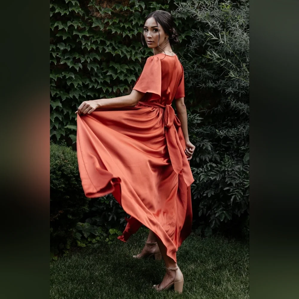 NWT Baltic Born Sicily Satin Rust Maxi Dress - Picture 2 of 13